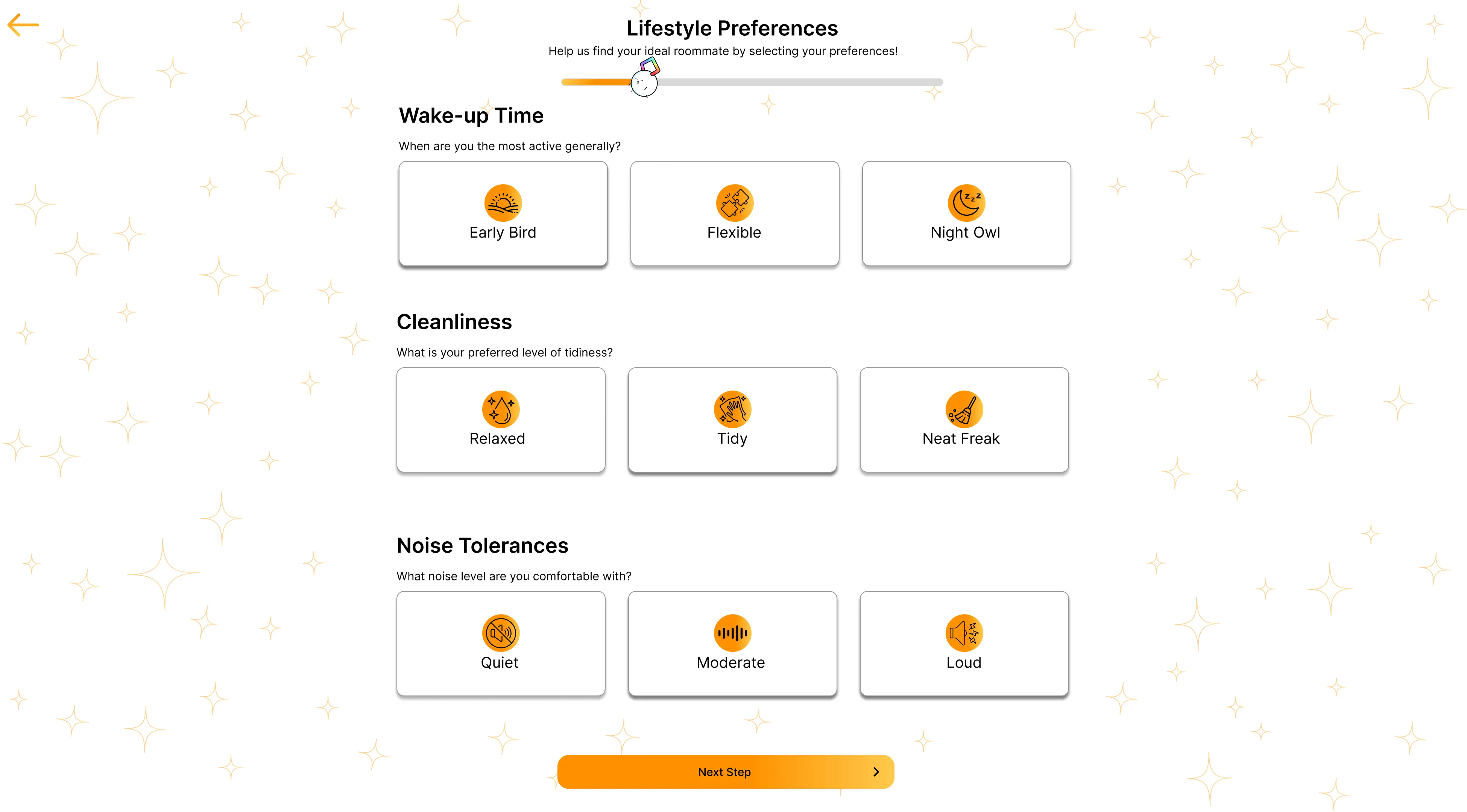 MeteorMate lifestyle preferences intake